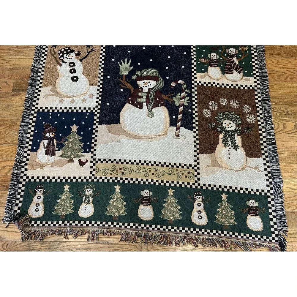 Snowman Tapestry Blanket Winter Scene 52